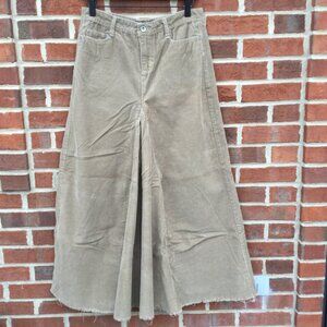 Vintage 90s Revolt Corduroy Maxi Skirt Juniors Size 9 Olive Raw Hem Minimalist